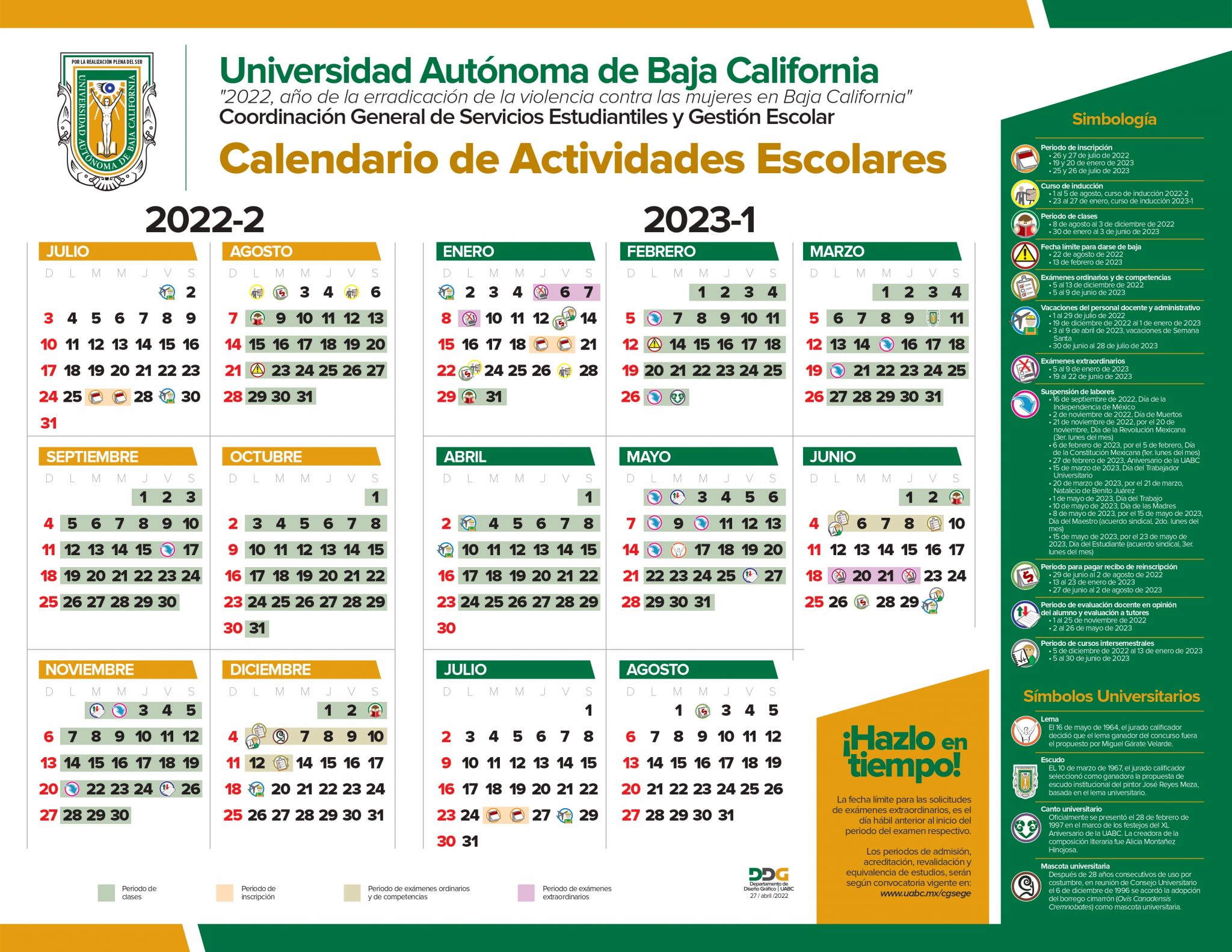 Calendario escolar Facultad de Ciencias