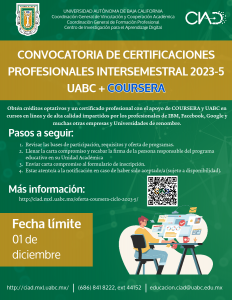 Convocatoria de certificaciones profesionales intersemestrales 2023-5 UABC+COURSERA