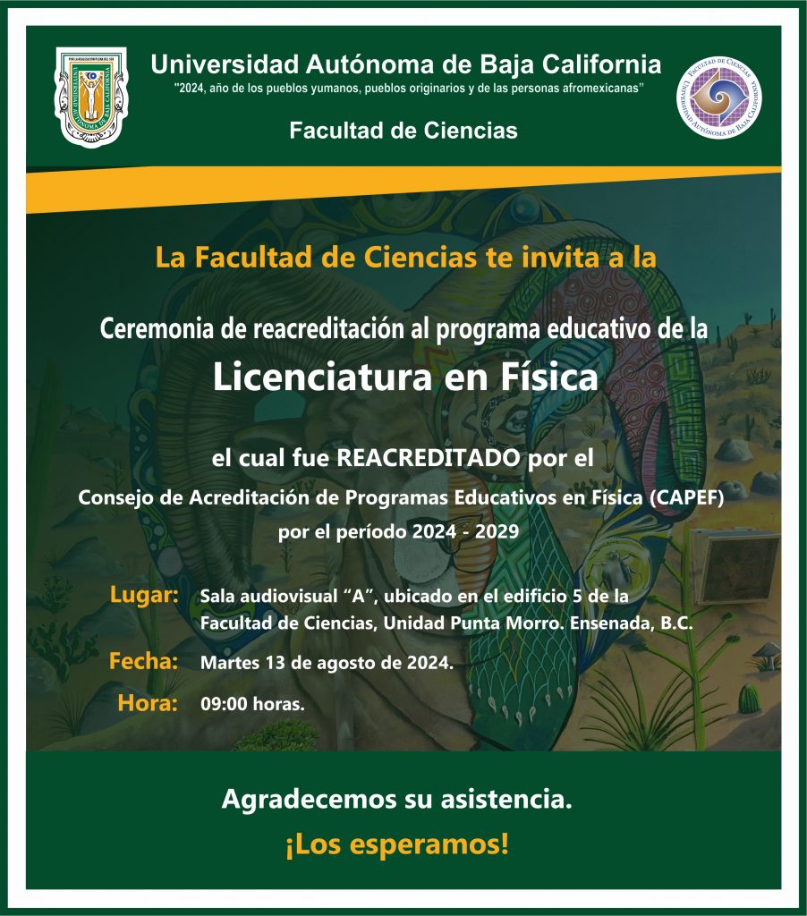 Ceremonia de reacreditación al programa educativo de la Licenciatura en Física