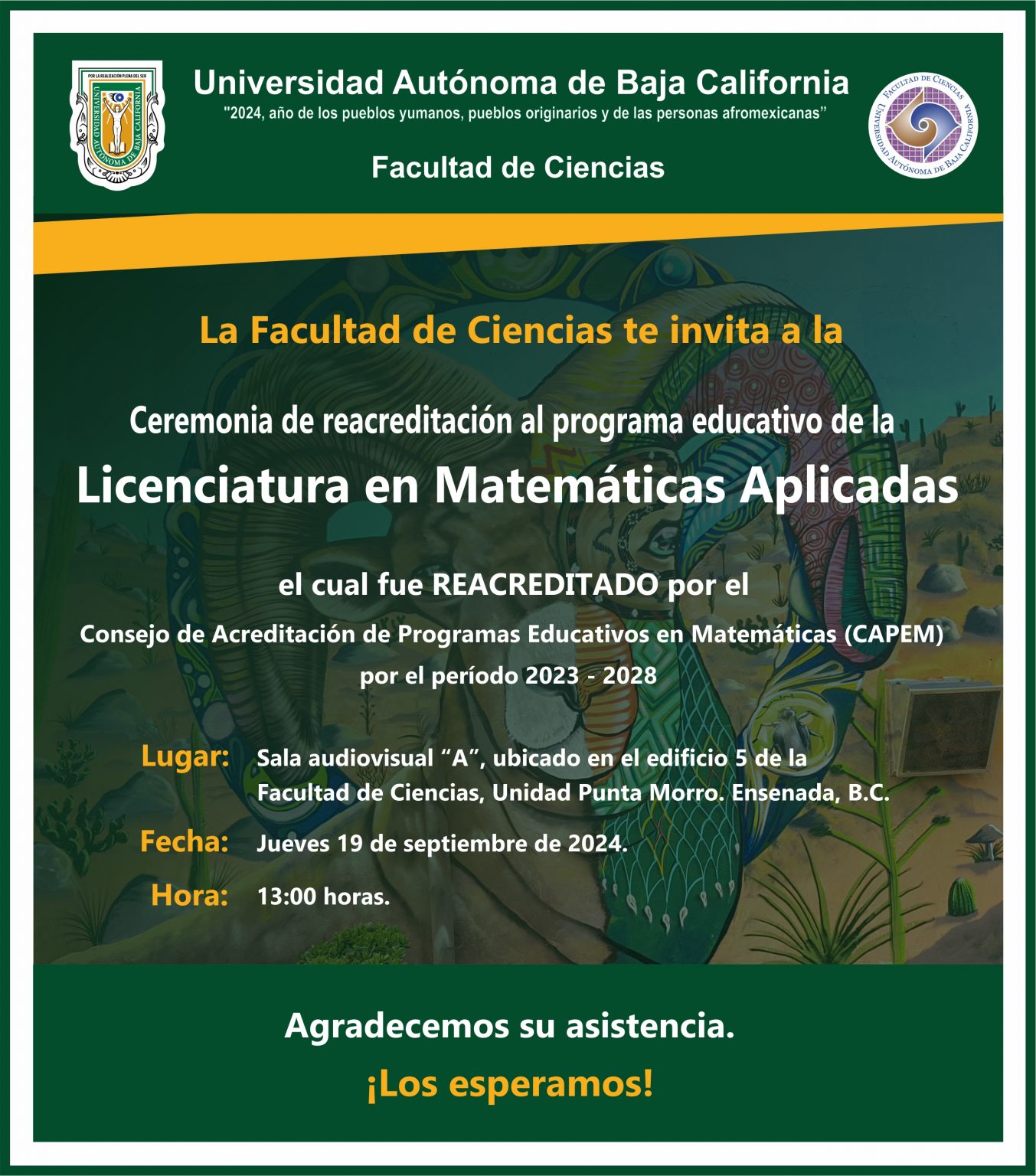 Ceremonia de reacreditación al programa educativo de la Licenciatura en Matemáticas Aplicadas